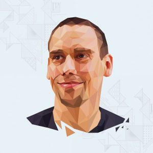 Low-poly portrait of Peter Theill